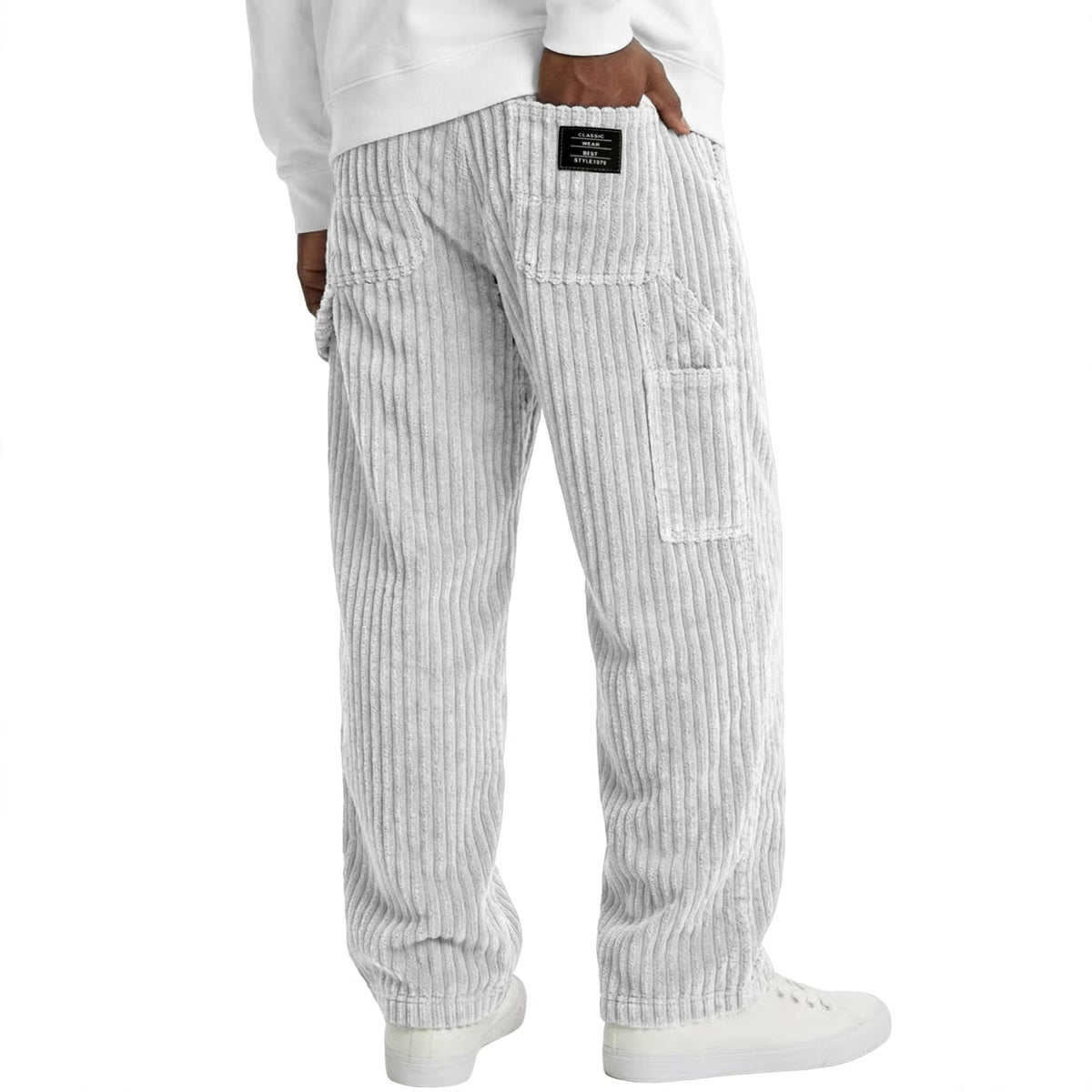Denim straight-fit casual pants