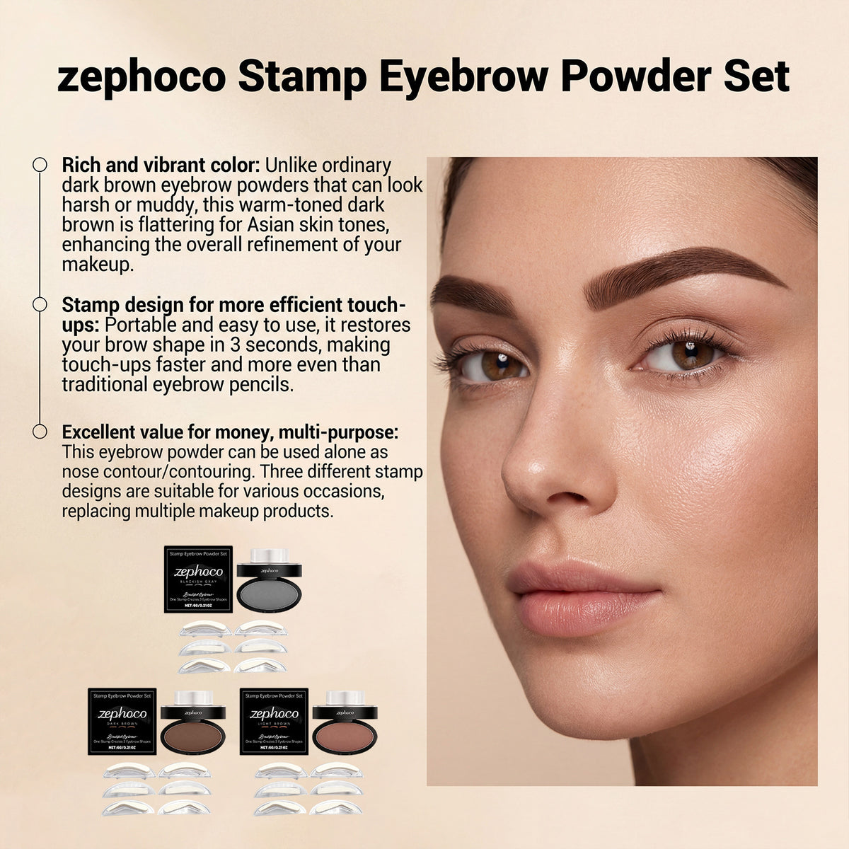 Stamp Eyebrow Powder Set with Stencils