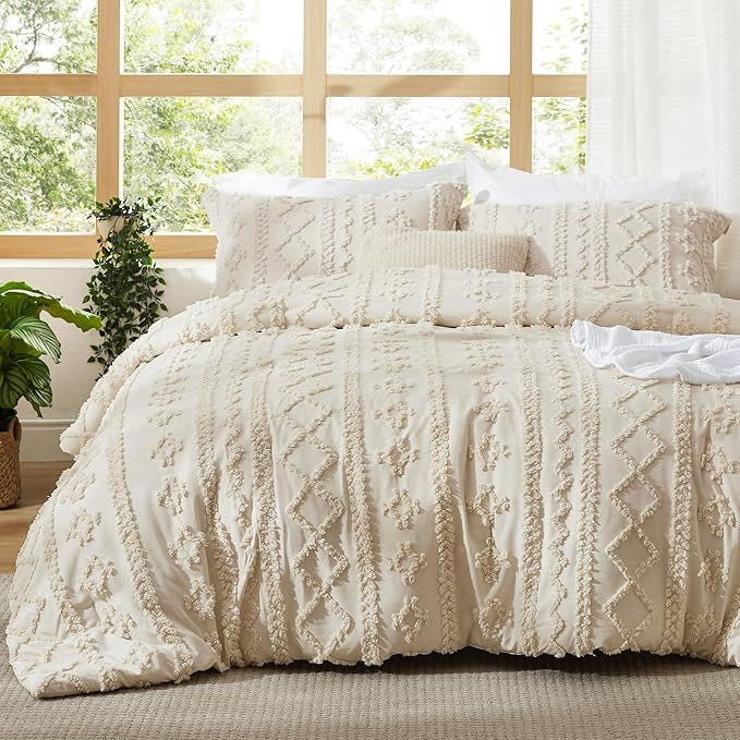 Brushed Solid Color Tufted Bohemian Bedding Set