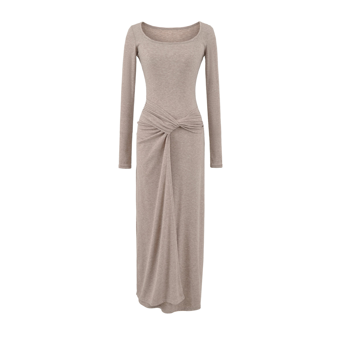 French Square Neck Twisted Waist Long Dress