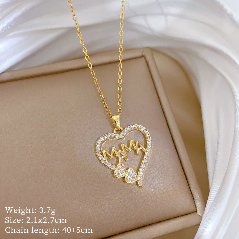 Elegant Micro-Inlaid Zircon Titanium Steel Necklace