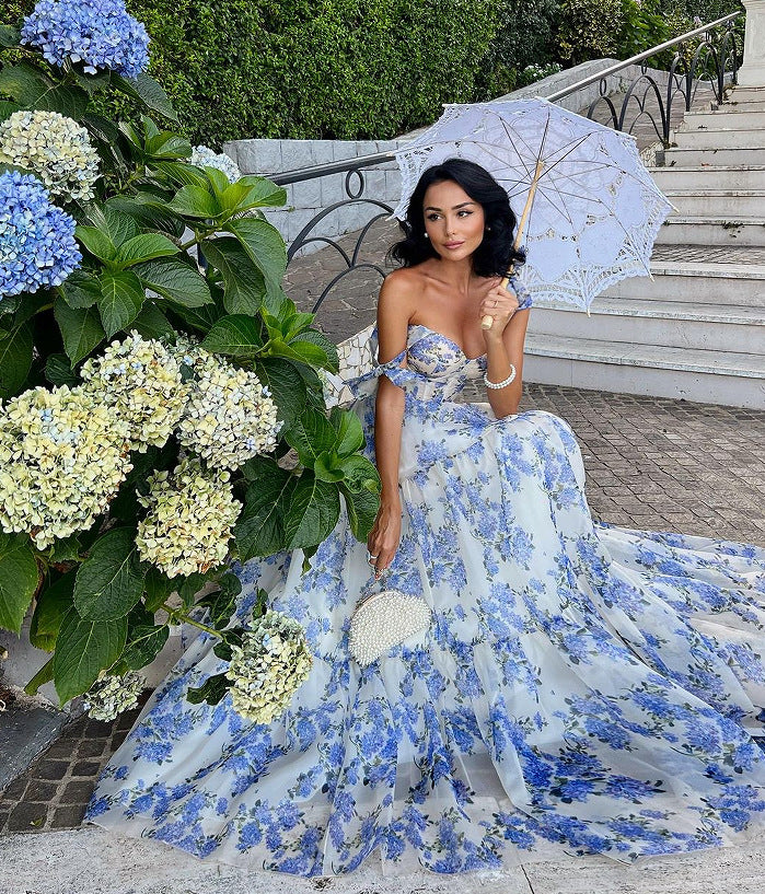 Cross-border New Spring and Summer Shoulder European and American Women's Fashion Organza Fairy Long Elegant Evening Dress dress