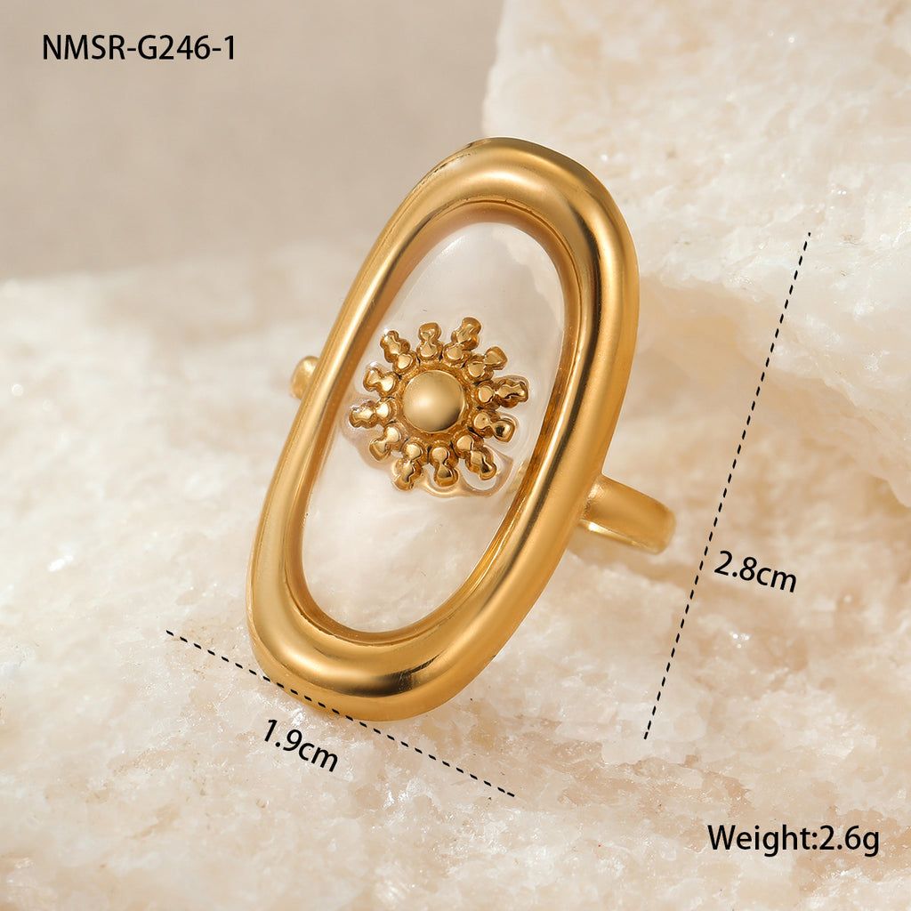 Stainless Steel Gold Plated Geometric Ring
