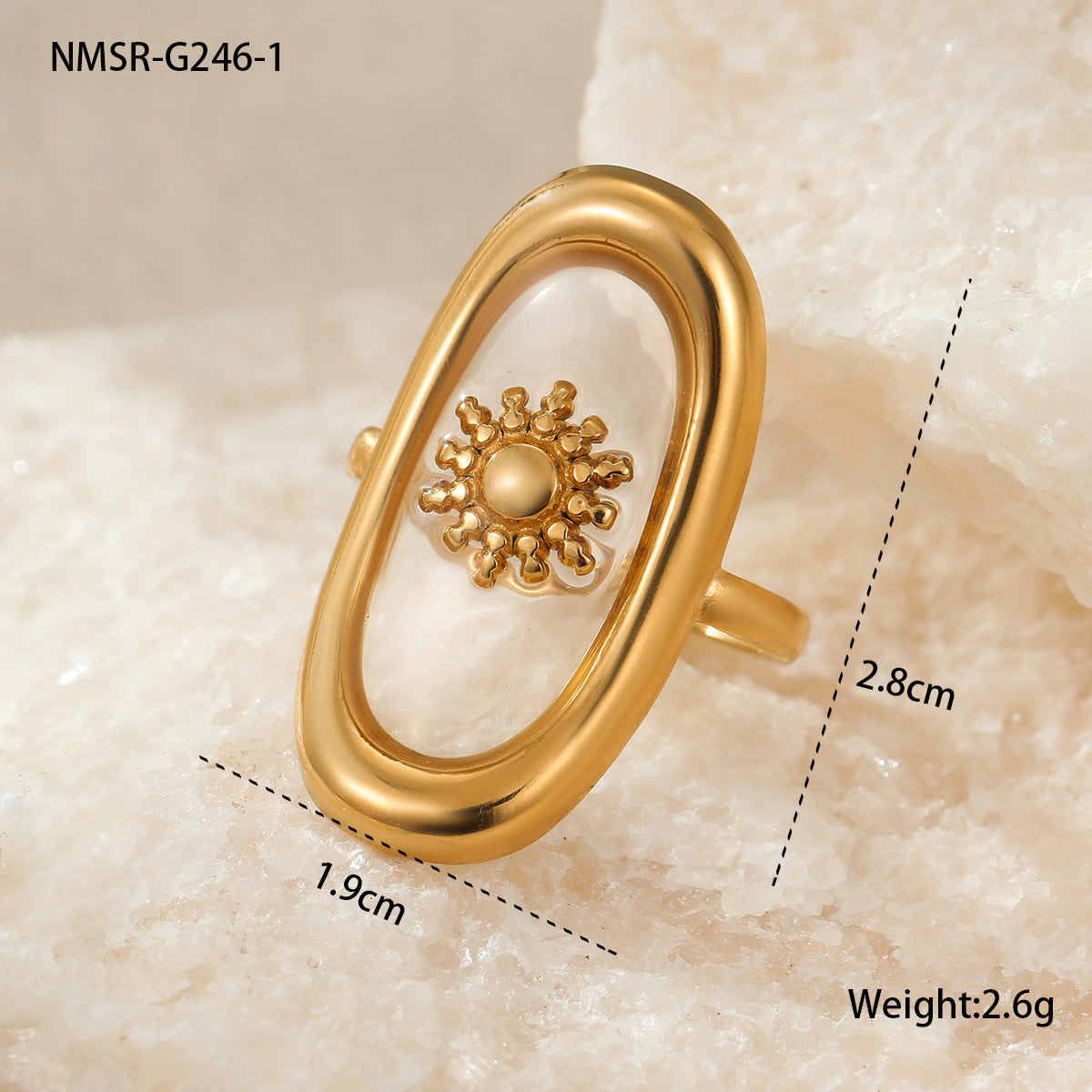 Stainless Steel Gold Plated Geometric Ring