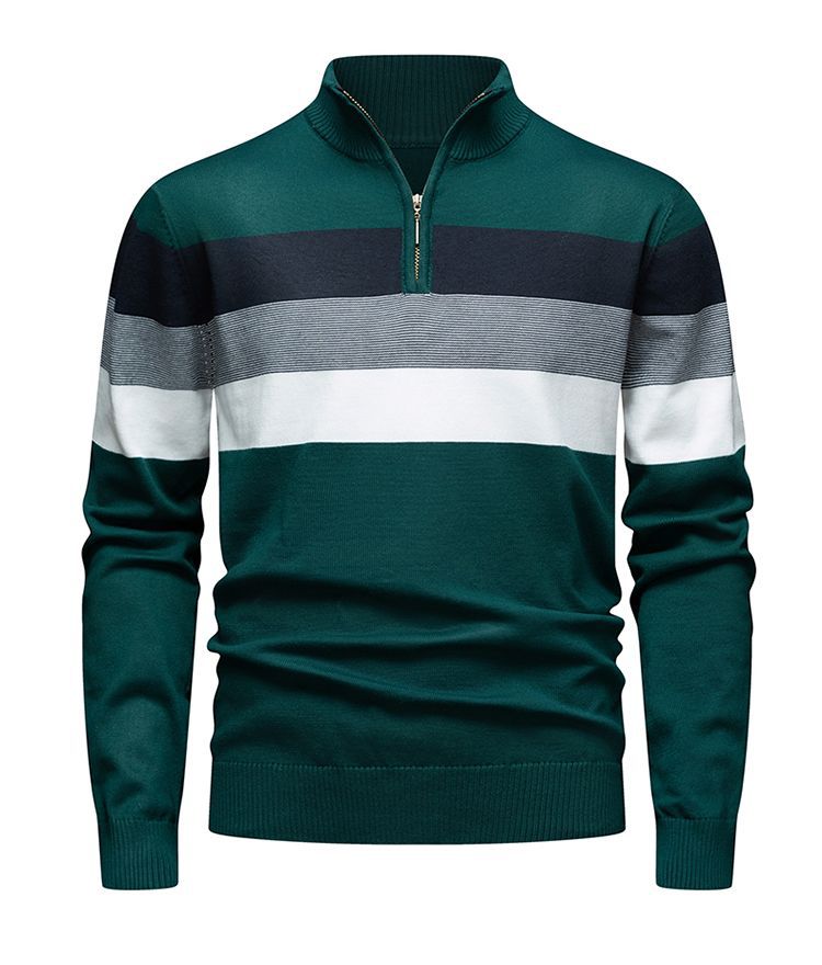 Slim-Fit Collar Zipper Sweater Pullover Sweater