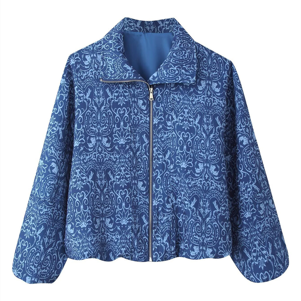 Polo-style jacket with stand-up collar and zipper closure