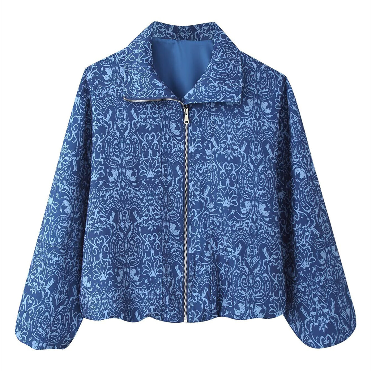 Polo-style jacket with stand-up collar and zipper closure