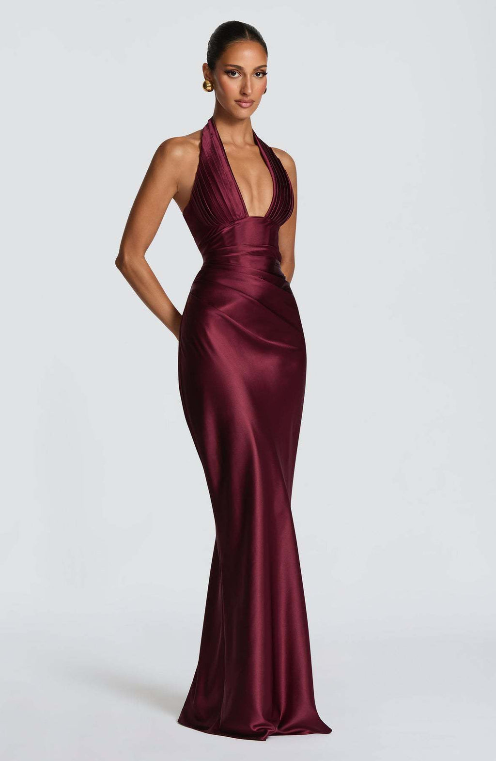 Long Neck Deep V Dress