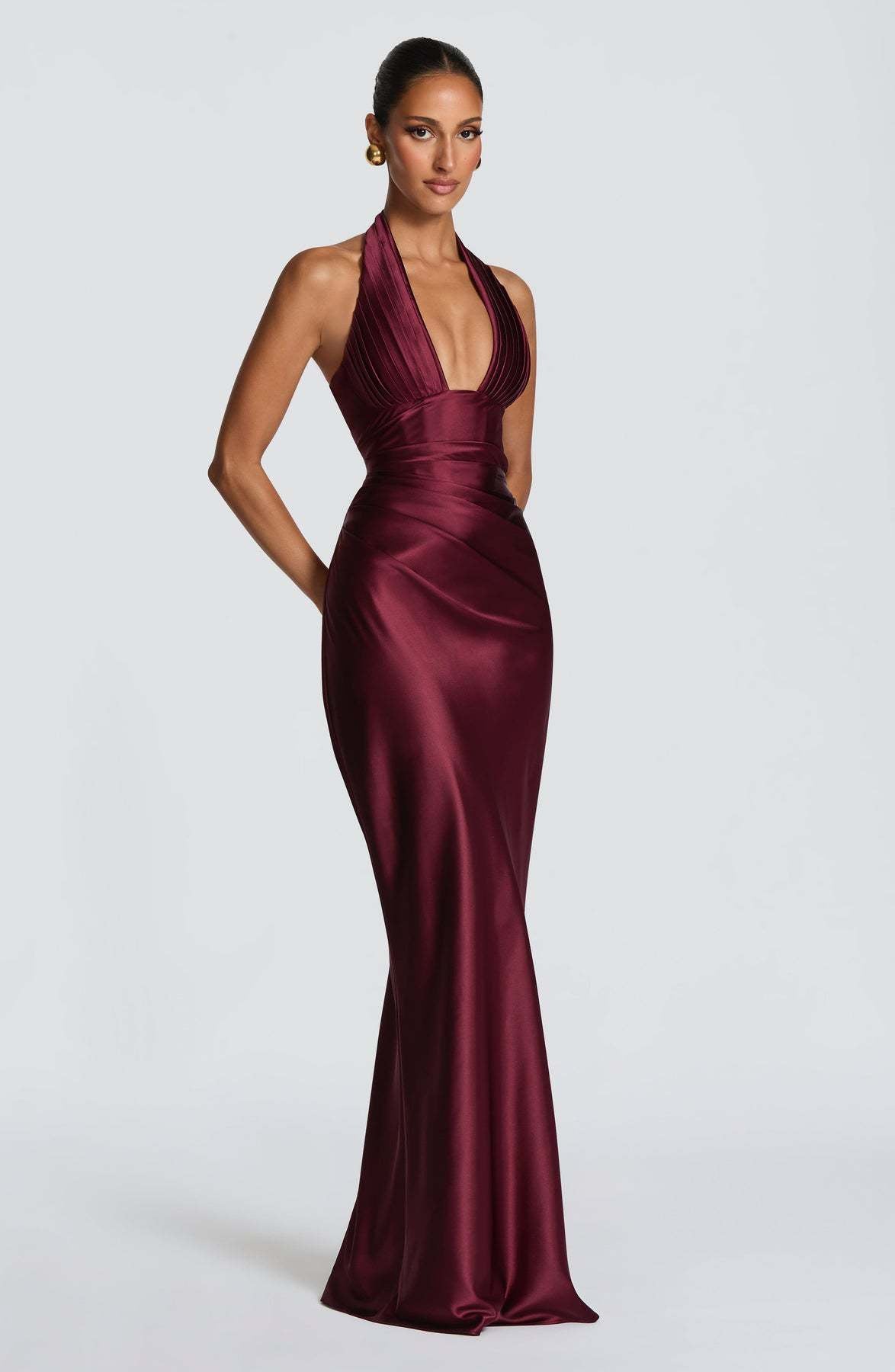 Long Neck Deep V Dress
