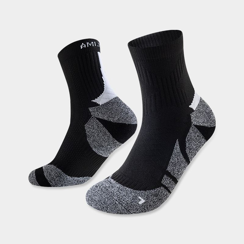 Professional Marathon Running Socks with Anti-Slip Towel Bottom