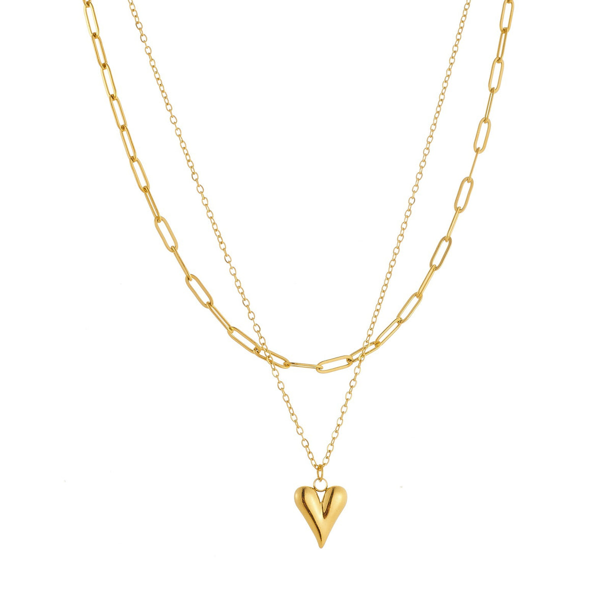 Ins Style Light Luxury Stainless Steel Heart Pendant Necklace for Women