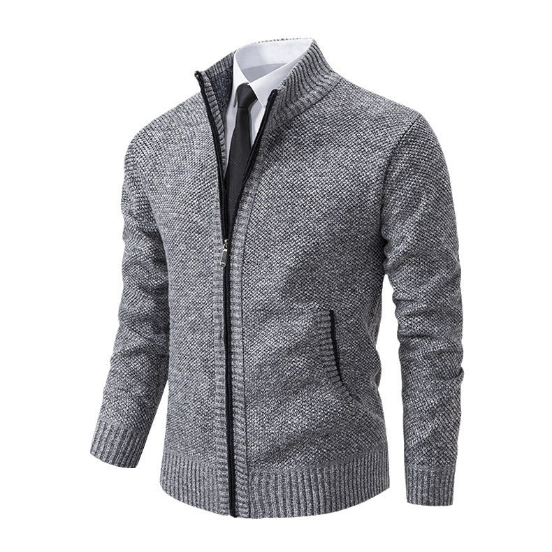 Plus Size Men Stand Collar Casual Cardigan Jacket