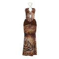 Women's Beaded Chain Strap Backless Jumpsuit Dress Set