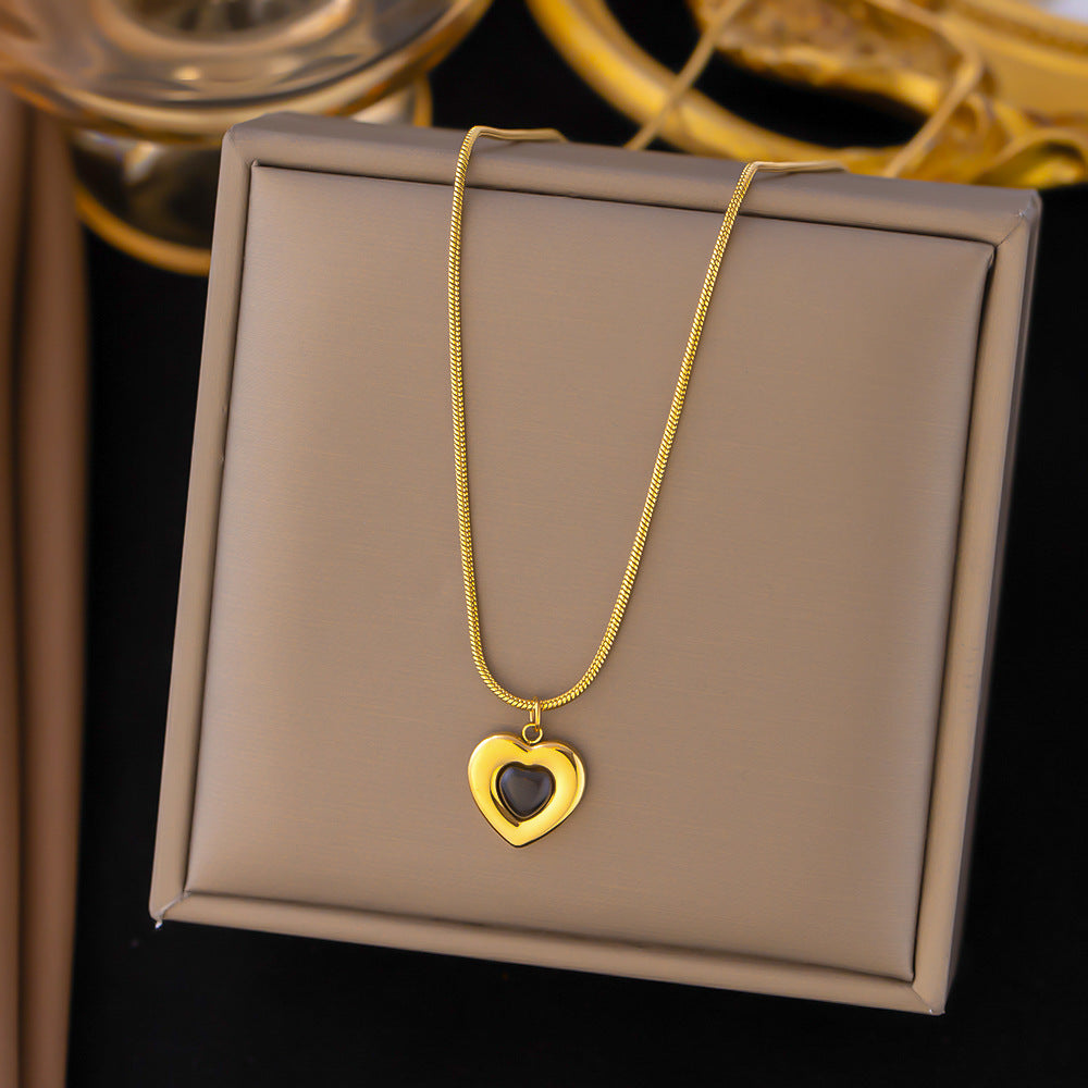 Titanium Steel Heart-Shaped Necklace for Women Fashion Heart Pendant Necklace