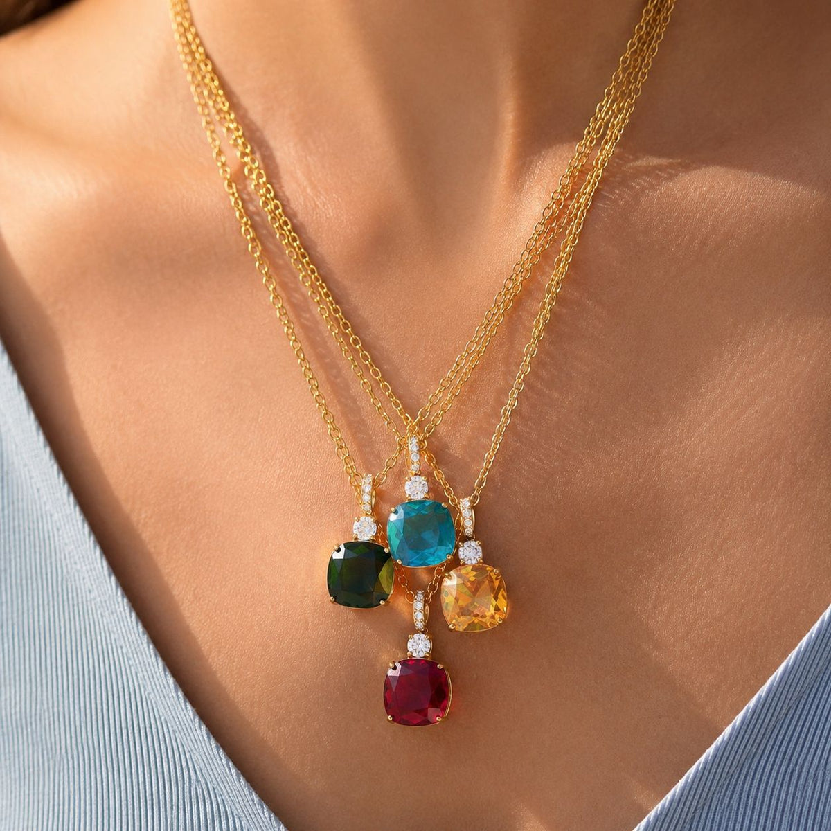 Colorful zirconium titanium steel necklace