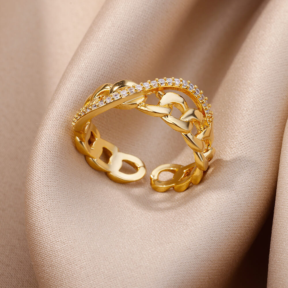 Gold Plated Zircon Open Ring