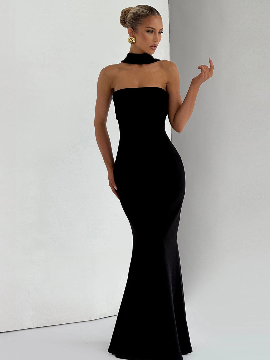 French Style Tube Top Fishtail Skirt High Waist Dress
