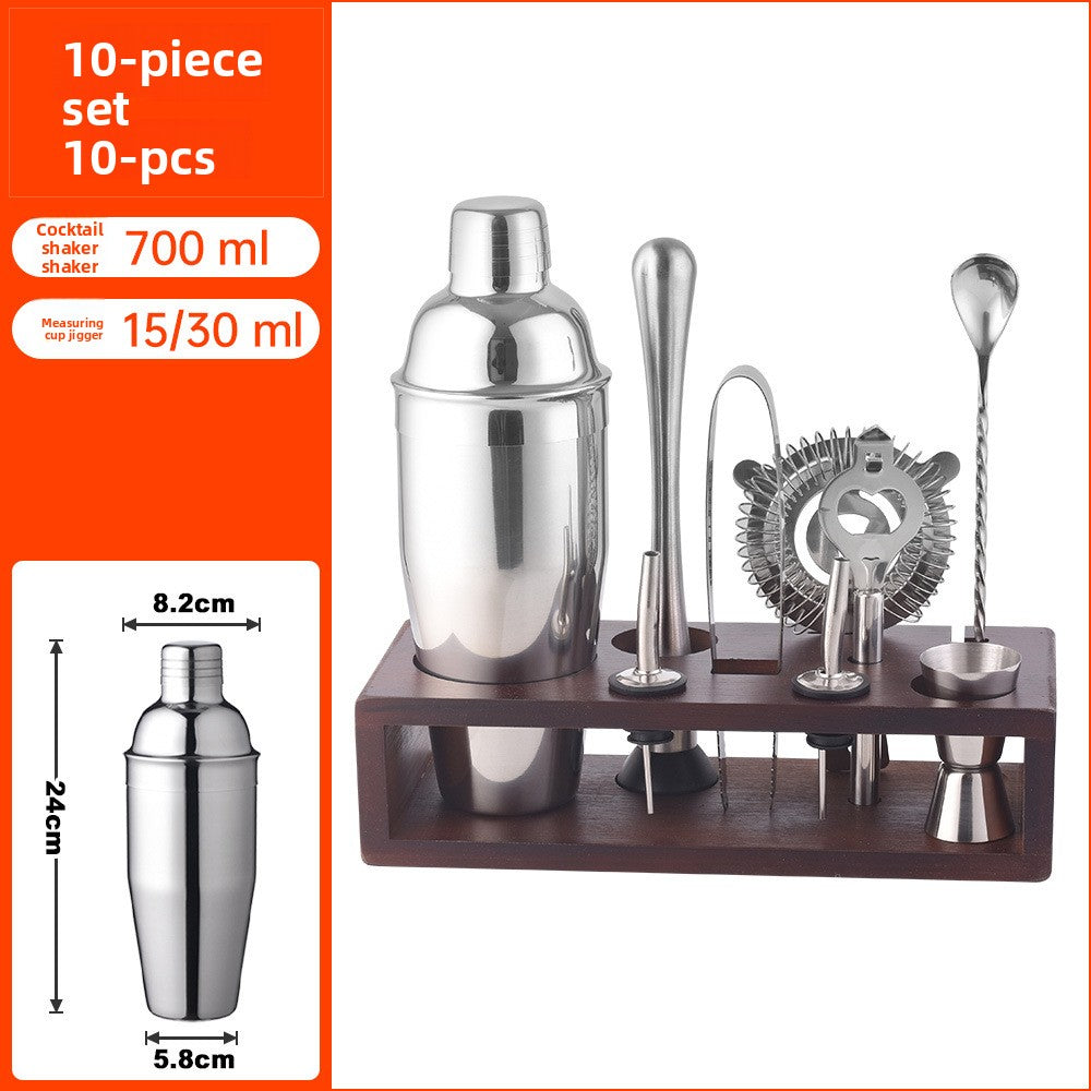 Professional Bartender Kit with Bamboo Rack Cocktail Shaker Set