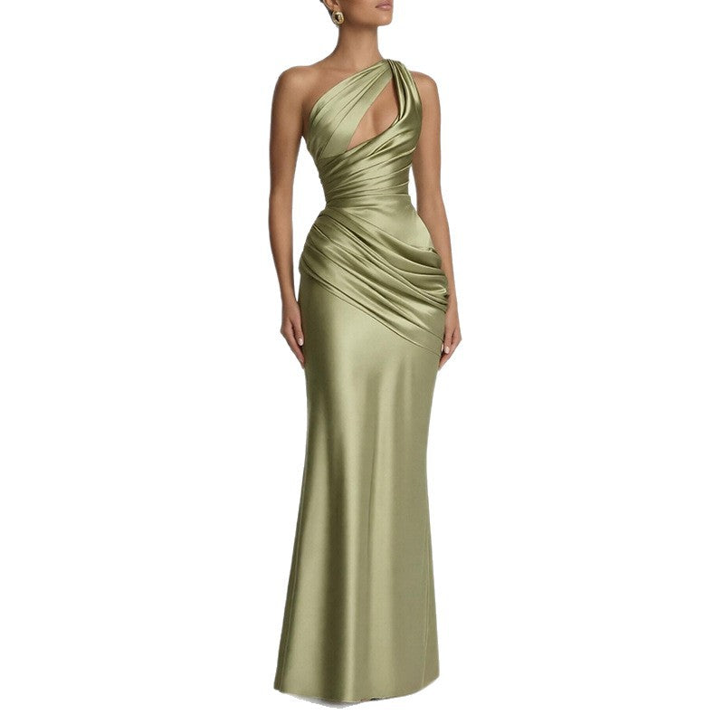 Elegant Solid Color Halter Neck Dress