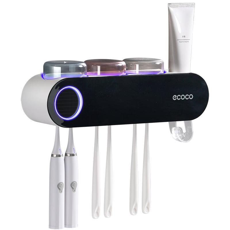 Smart UV Toothbrush Sterilizer Holder with Toothpaste Dispenser
