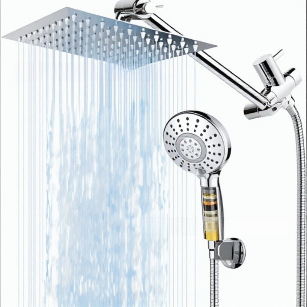 Stainless Steel Shower Set with 8 Functions and Extension Rod