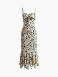 Floral Print Elastic Polyester Dress