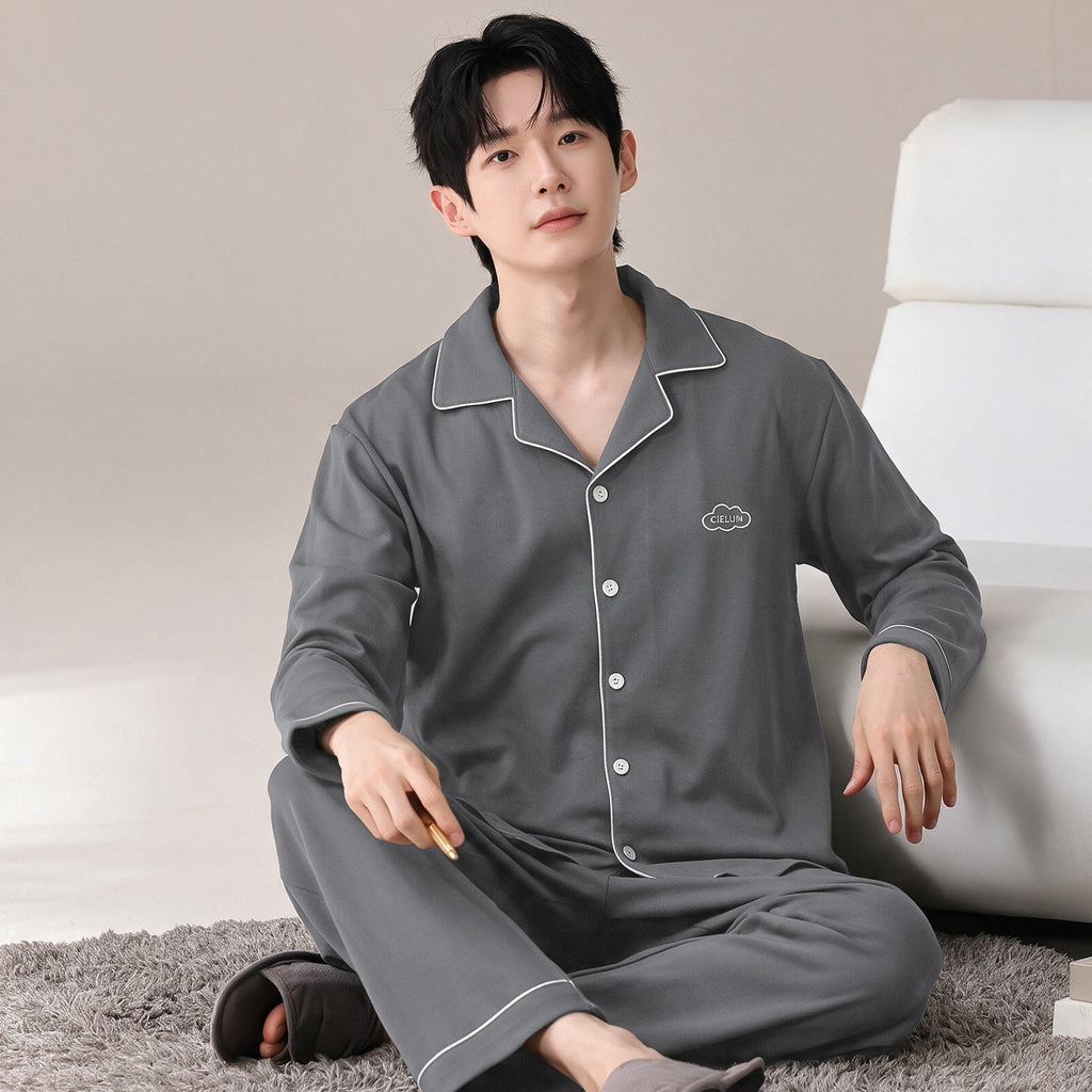 Men's 100% Pure Cotton Long-Sleeve Pajama