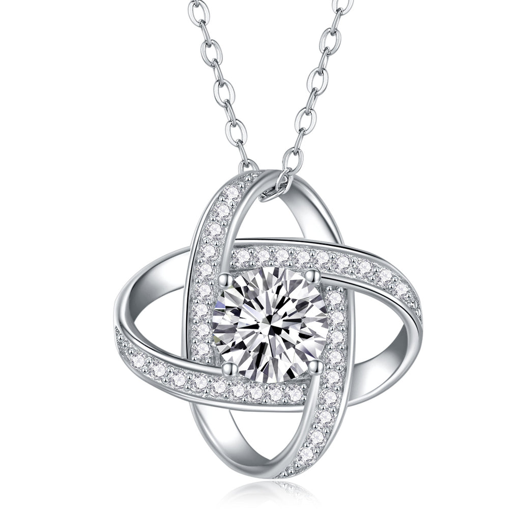 Sterling Silver Moissanite Geometric Pendant Necklace