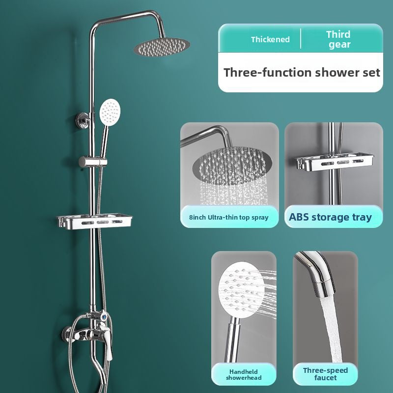 Four-Speed Chrome Shower Head Set with Multiple Spray Modes