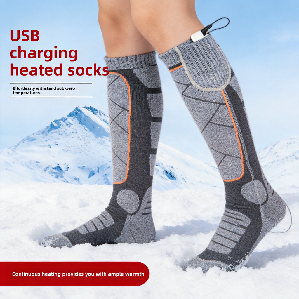 USB Charging Heating Socks Winter Thermal Electric Socks
