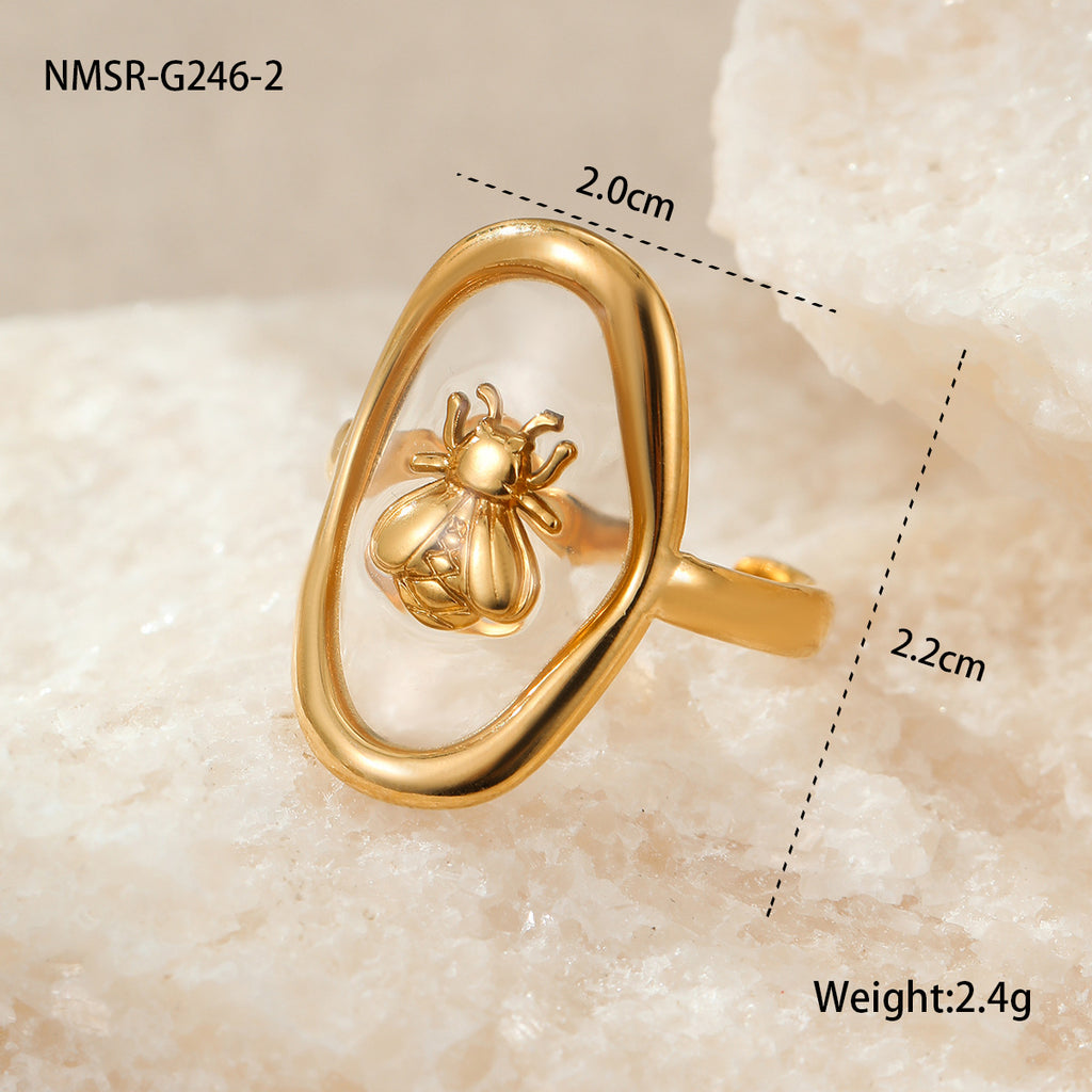 Stainless Steel Gold Plated Geometric Ring