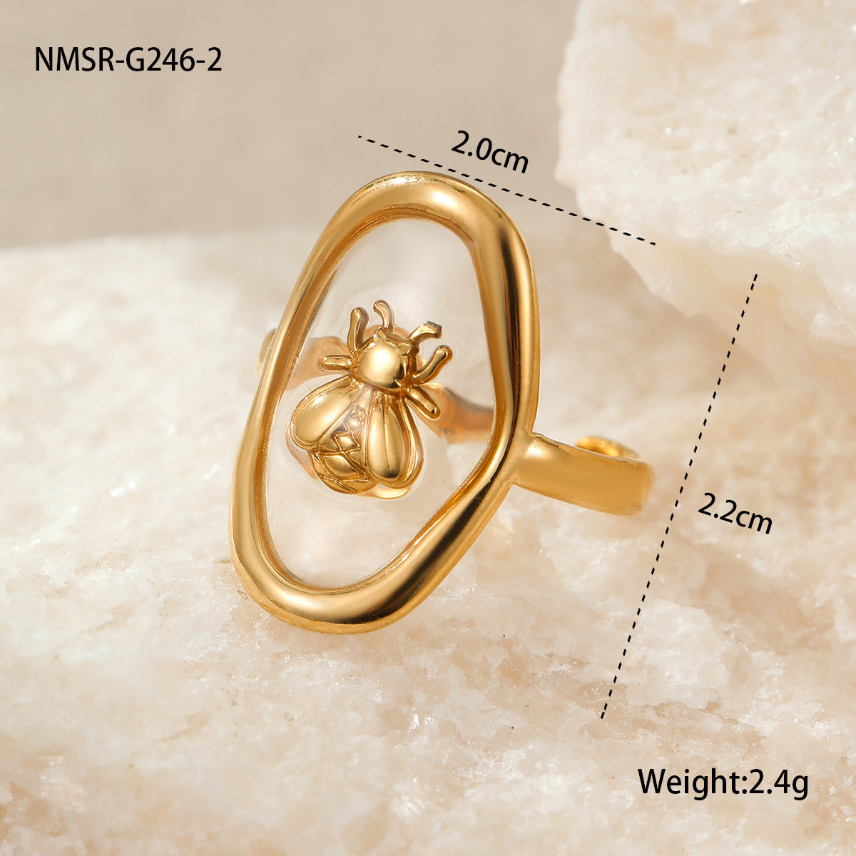 Stainless Steel Gold Plated Geometric Ring