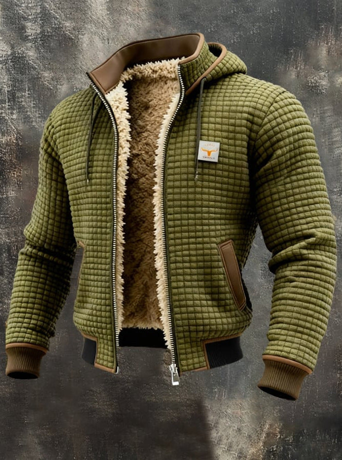 Men's Fleece Lined Hooded Zip Up Jacket Windproof Warm Winter Coat