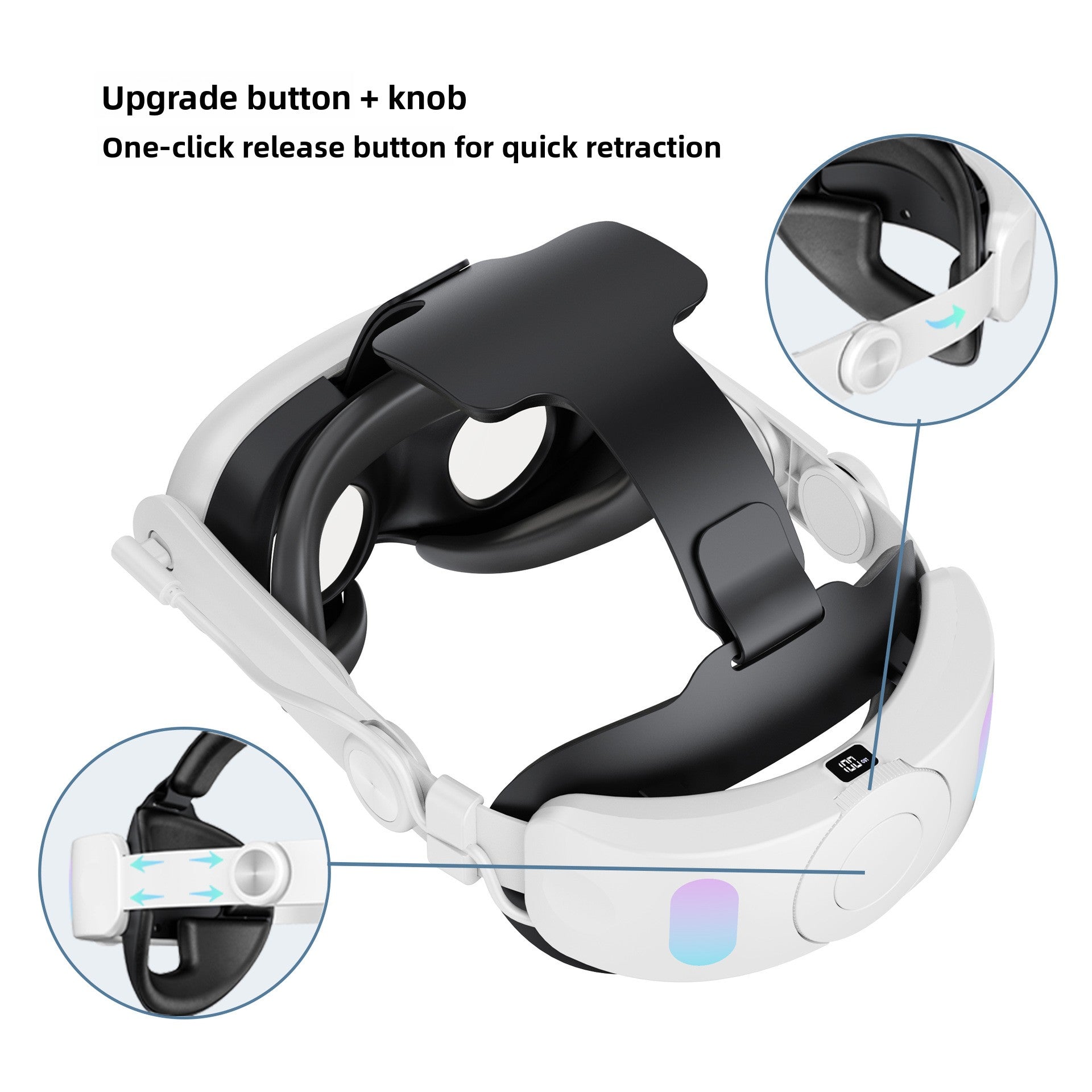 Adjustable VR Headband with Extended Battery for Meta Quest 3