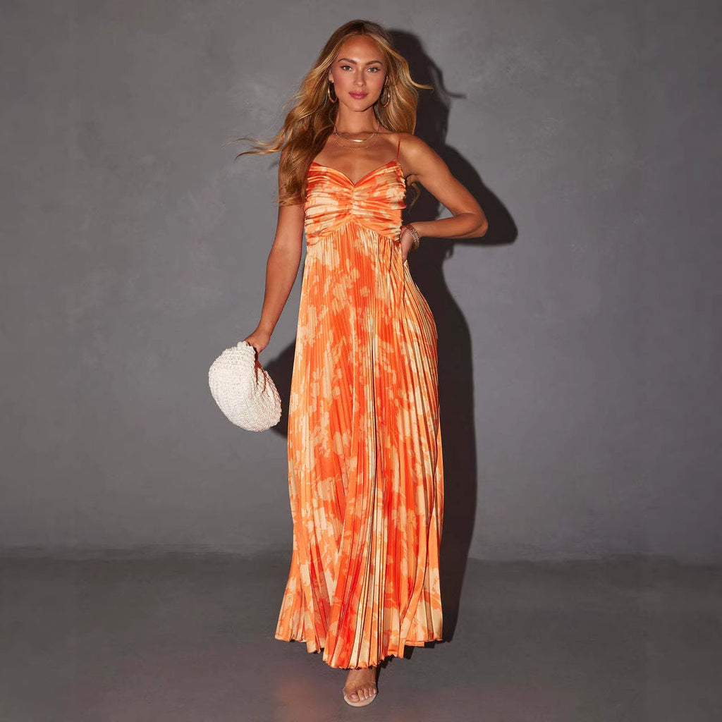 Floral Print Backless Summer Dress
