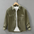 Mens Japanese Retro Workwear Long Sleeve Cotton Shirt Casual Loose Top