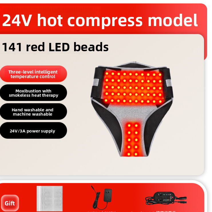 Red light physiotherapy electric heating belt vertebral lumbar disc