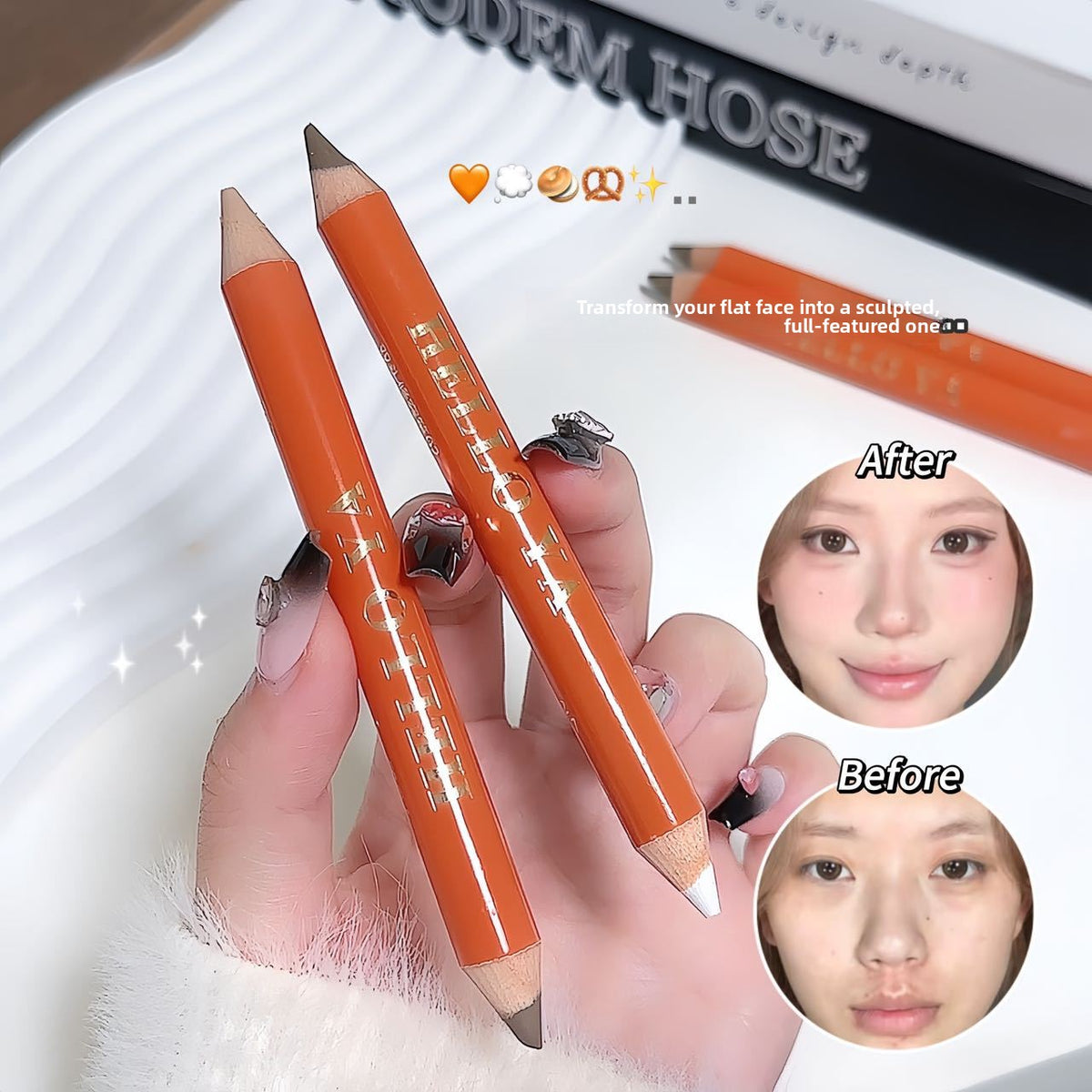 Double-ended matte contouring brush for the face