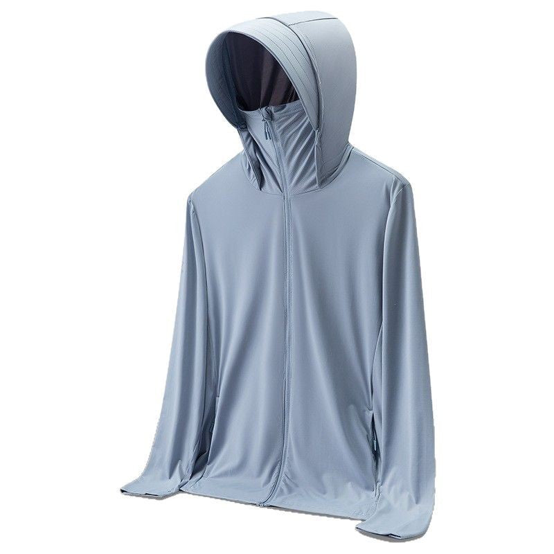 UPF50+ Ice Silk Cooling UV Protection Hooded Jacket Couple Matching Outdoor Sport Coat