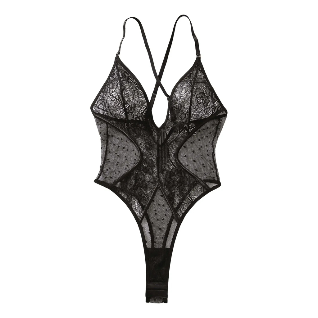 Black Lace Mesh Bodysuit