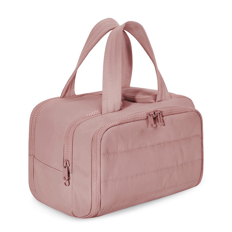 Partitioned Makeup Storage Bag with Wide Opening