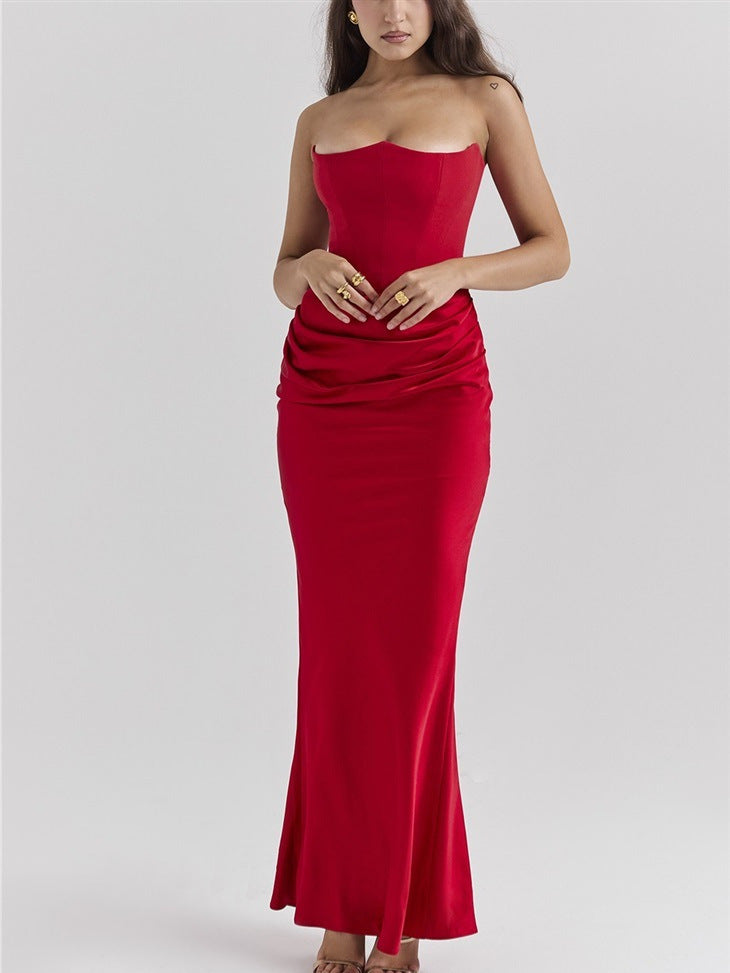 One Shoulder Pleated Bodysuit Dress