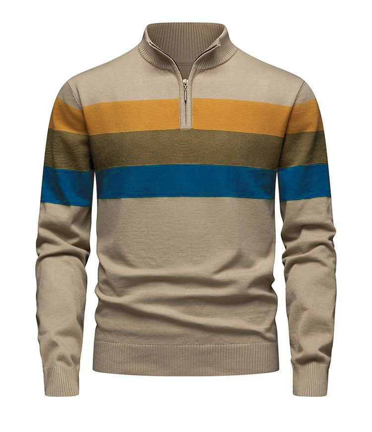 Slim-Fit Collar Zipper Sweater Pullover Sweater