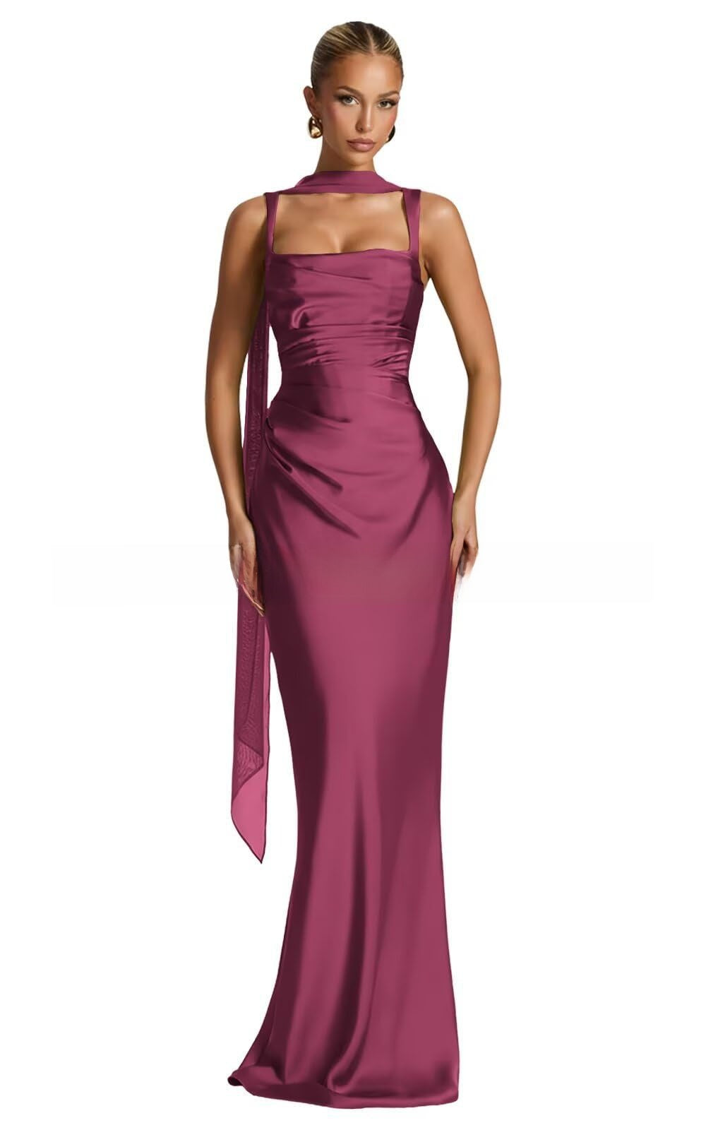 Suspender Satin Evening Dress