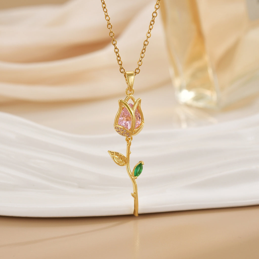 Tulip Flower Design Titanium Steel Necklace