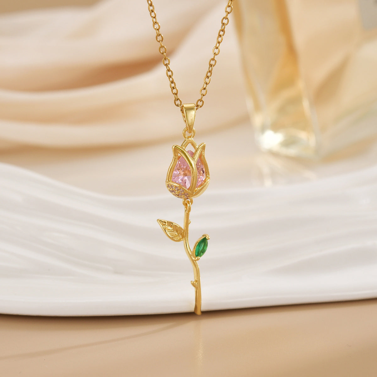Tulip Flower Design Titanium Steel Necklace