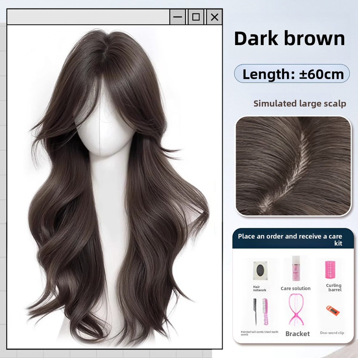 Long Wavy Wig with Bangs Korean Style