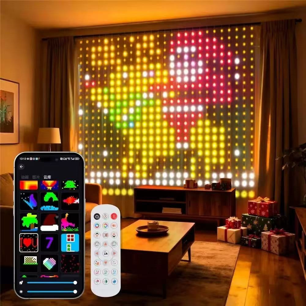 App Controlled Christmas Theme LED Curtain Light USB Powered Smart Iridescent String Light for Indoor Outdoor Holiday Decoration