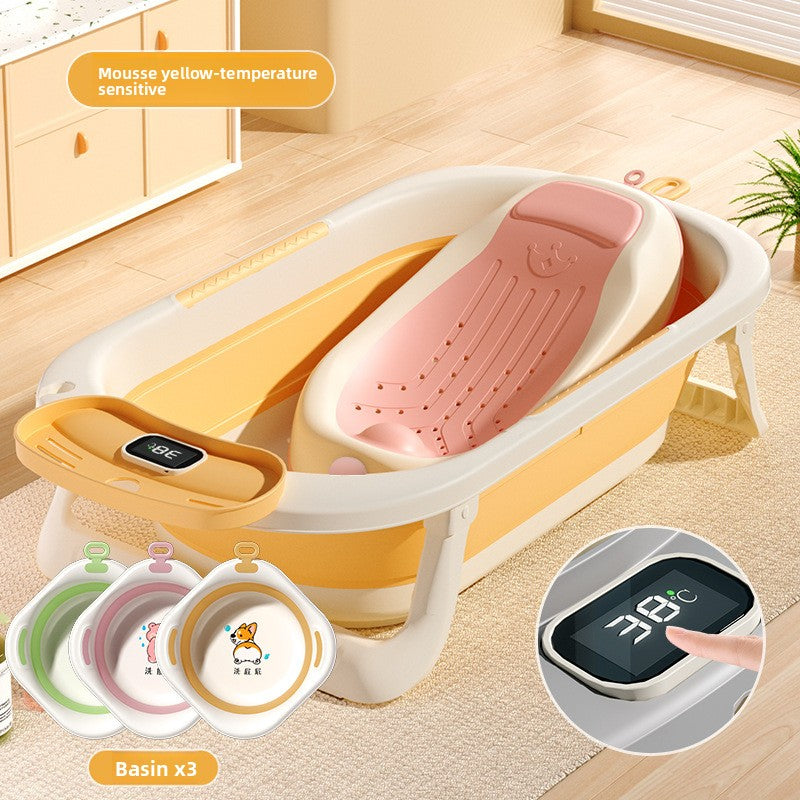 Temperature Sensing Baby Bathtub with Foldable Design