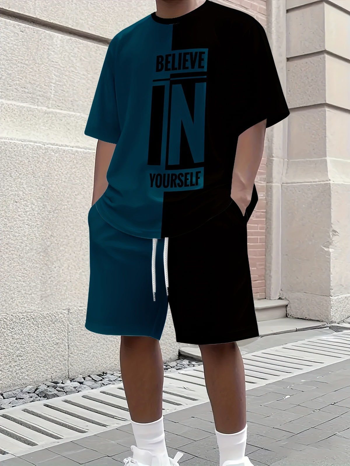 Men's Summer Jogging Suit Short Sleeve T-Shirt and Shorts Set